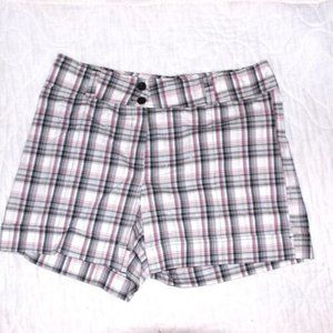 Ponny Tail Mid Rise Plaid Bermuda  Lightweight Stretch Shorts Size XL